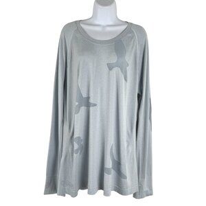 Oiselle Flyte‎ Flying Birds Seamless Tee Shirt Top 3X Blue Long Sleeve TP-3643
